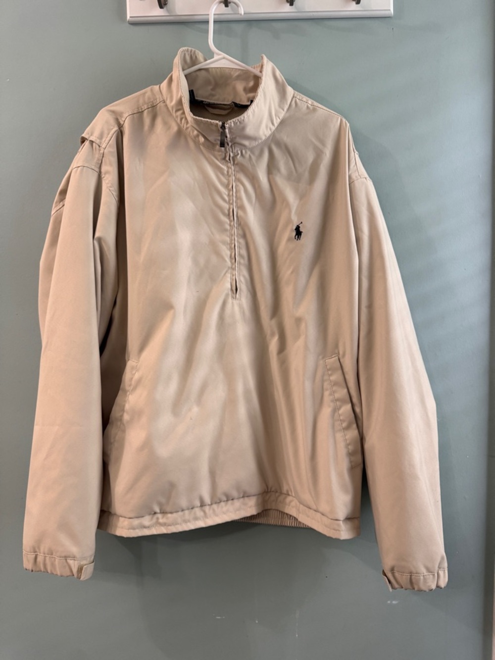 Ralph Lauren Beige Half-Zip Windbreaker with Polo Pony